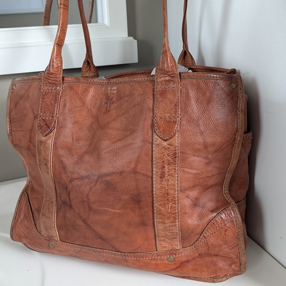 🥰 Vintage Frye Campus Genuine Distressed Leather Oversized Shoulder Tote Bag - Picture 6 of 16